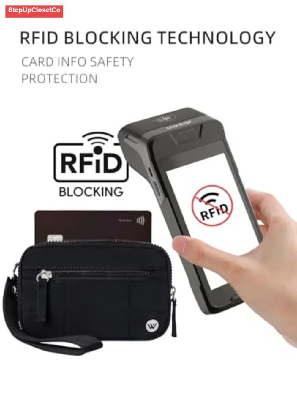 RFID Blocking Quilted Nylon Wristlet Wallet for Women with Card Slots and